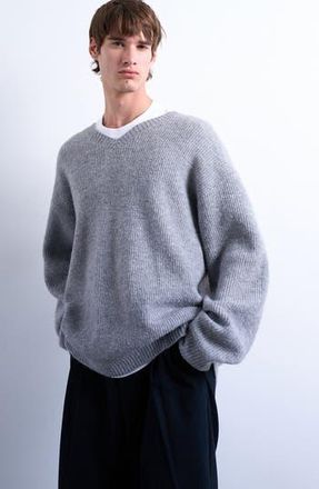Topman Oversize V-Neck Sweater in Light Grey at Nordstrom Rack, Size X-Large
