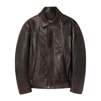 Golden Goose Leather Jackets, male, Brown, Size: L Bomber Jacket