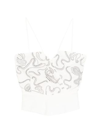 Iro White Embellished V Neck Top