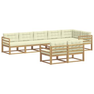 vidaXL Conjunto De Sof&aacute;s De Exterior 6 Pcs Blanco Y Crema Poli&eacute;ster Vidaxl
