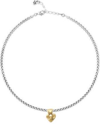 UNOde50 Sterling Silver Plated Necklace with Heart Detail in 18K Gold in Silver And Gold at Nordstrom