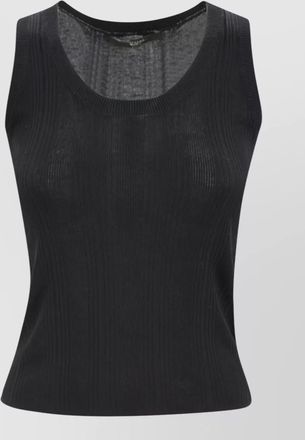 Max Mara stretch cotton ribbed sleeveless knit top