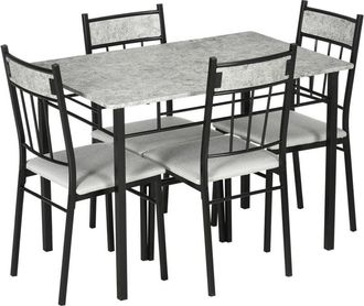 HOMCOM Set Tavolo Rettangolare e 4 Sedie da Pranzo con Seduta Imbottita - Homcom