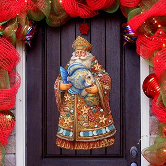 G.Debrekht Santa with Fish Holiday Door Decor by G. Debrekht