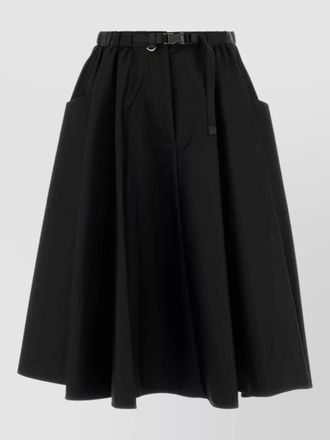 Prada re nylon skirt belt loops flared pockets