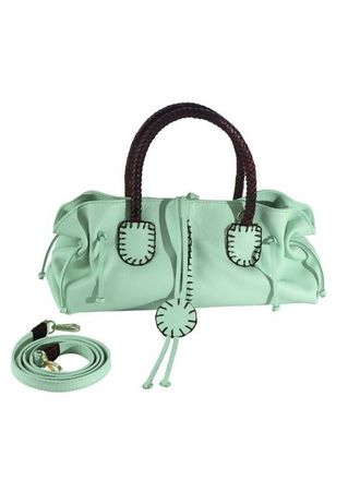 Carlos Falchi Mini Satchel Top Grain Leather Bag in Lime at Nordstrom