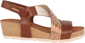 Mephisto Stijlvolle bruine mix sandalen - Dames - Sleehakken - Bruin - 36 EU - Schoenen