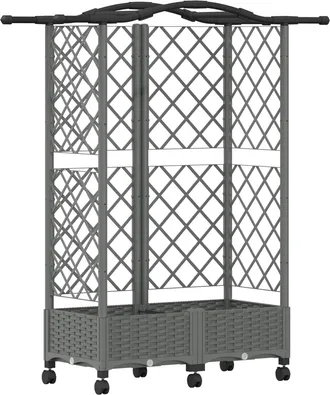 vidaXL Cama Elevada Con Trellis Y Techo Gris Claro 124 X 40 X 129 Cm Vidaxl