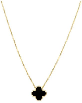 Italian Gold, Inc 14K Onyx Clover Necklace