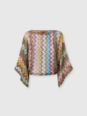 Missoni Long-sleeved Top In Lam&eacute; Viscose With Macro Zigzag Pattern in Black & Multicoloured at Nordstrom, Size 44 It