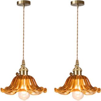 OEM 2 L&aacute;mparas De Techo Colgantes Vintage Para Interiores, L&aacute;mpara De Ara&ntilde;a De Cristal, L&aacute;mpara Colgante Retro Moderna Marr&oacute;n