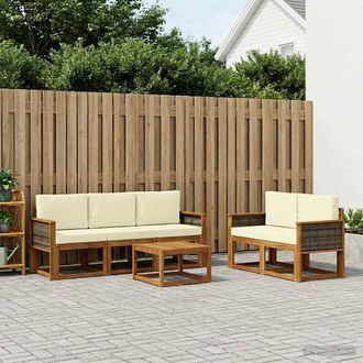 vidaXL Vidaxl Set Di Divani Da Esterno 6 Pz Naturale E Crema