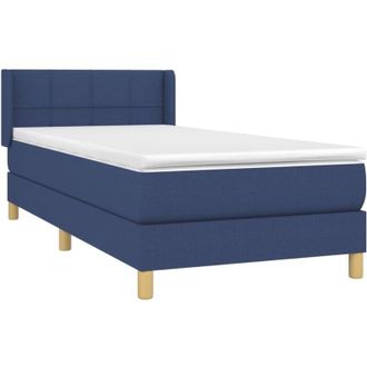 vidaXL Cama Box Spring Con Colch&oacute;n Tela Azul 80x200 Cm Vidaxl