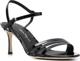 Ferragamo Womens Buckle-Fastening Heeled Sandal In Black