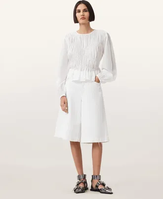 AllSaints Cotton Louie Wide Leg Shorts, Size: 27