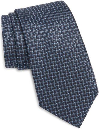 Canali Geometric Silk Tie in Navy at Nordstrom