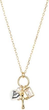 Argento Vivo Cross Heart Charm Necklace in Gold/Silver at Nordstrom Rack