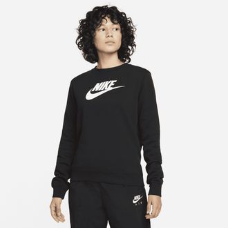 Nike Womens Nike Sportswear Club Fleece Logo Crew-Neck Sweatshirt in Black | DQ5832-010