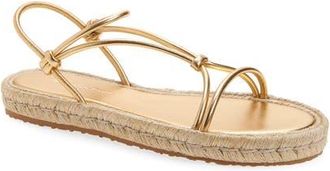 Gianvito Rossi Espadrille Cage Strap Flat Sandal in Mekong Naturale at Nordstrom, Size 10.5Us
