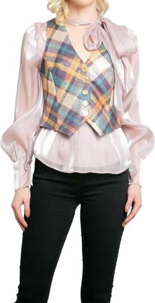 Eva Franco Button-Front Vest In Zion Plaid