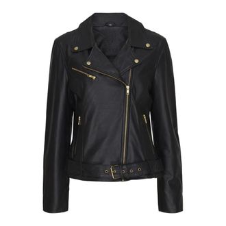 Notyz Biker Jacket - Dames - Leren en Su&egrave;de Jassen - Zwart - L - Leer - Jassen