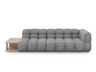 Cosmopolitan Design Sof&aacute; modular izquierdo 4 plazas de terciopelo gris claro