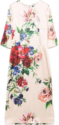 Dolce & Gabbana Kleedjes, Dames, Veelkleurig, M, Witte Jurk Elegante Stijl