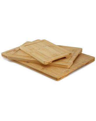 MegaChef 3Pc Bamboo Wood Cutting Board Set With Juice Grooves