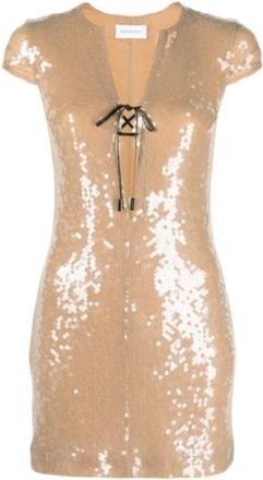 16Arlington 16Arlington Beige Sequin Embellished Mini Dress Size XS