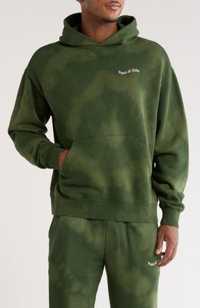 Museum of Peace and Quiet Wordmark Tie Dye Cotton Hoodie in Forest at Nordstrom, Size X-Small