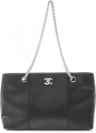 Chanel Black Grained Calfskin Tote Bag (Pre-Owned)