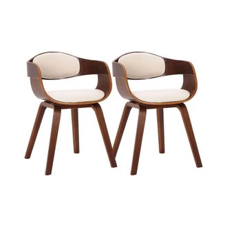 Clp Set de 2 sillas con asiento en Simil cuero Nogal/crema