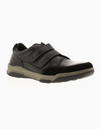 Hush Puppies Mens Hush Puppies Mens Shoes Casual Fabian Double Strap Leather Touch Fastening black - Size: 8