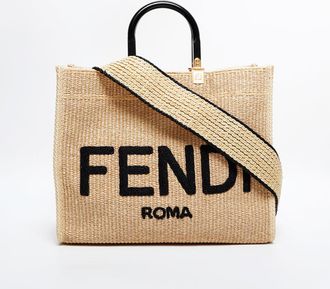 Fendi Beige Raffia Tote Bag (Pre-Owned)