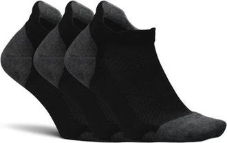 Feetures Elite Max Cushion No Show Tab Ankle Socks Sport Sock with Targeted Compression in Charcoal Black at Nordstrom, Size X-Large