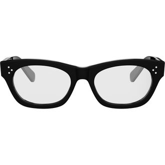 Celine 3 Dots 53mm Cat Eye Optical Glasses in Shiny Black at Nordstrom