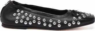 Golden Goose Black Leather Studded Flats