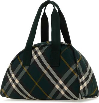 Burberry Mens Plaid Nylon Travel Bag Green