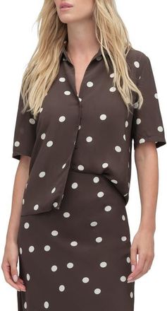 Favorite Daughter Sunny Polka Dot Button-Up Shirt in Espresso Polka Dot at Nordstrom, Size X-Large
