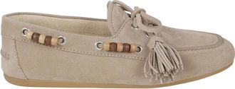 Miu Miu Schoenen, Dames, Beige, 37 1/2 EU, Su&egrave;de, Suede Boat Shoe