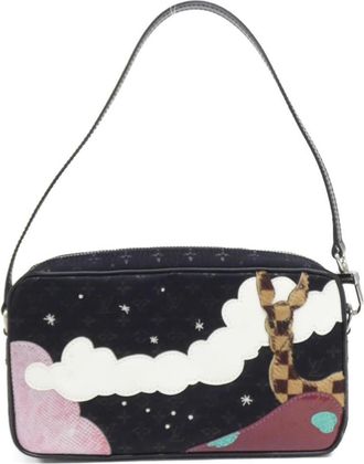 Louis Vuitton Black Satin Pochette Pouch (Pre-Owned)