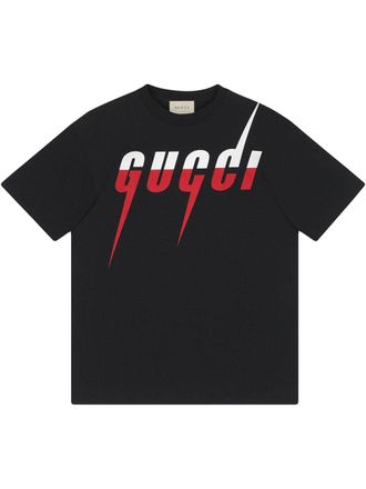 Gucci Mens Blade Print T-shirt in Red - Black Cotton - Size Large