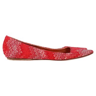 Missoni Striped Ballet Flats in Red Cotton