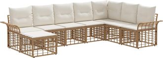 vidaXL Conjunto De Sof&aacute;s De Exterior 8 Uds. Natural Y Crema Poli&eacute;ster Vidaxl