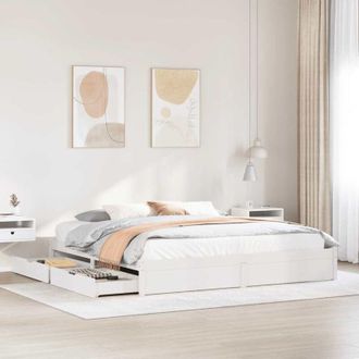 vidaXL Estructura De Cama Sin Colch&oacute;n Madera Maciza Blanca 200x200 Cm Vidaxl