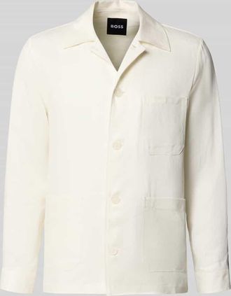 HUGO BOSS Relaxed Fit Hemdjacke aus reinem Leinen Modell H-CAI-K-3P-262 in Weiss, Gr&ouml;&szlig;e XXL