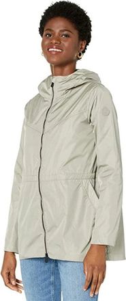 Save The Duck Save the Duck Juno Rain Jacket Womens Gray Hooded Full Zip Outdoor KFC70