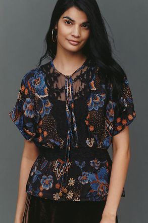 Farm Rio Sheer Lace Relaxed Blouse