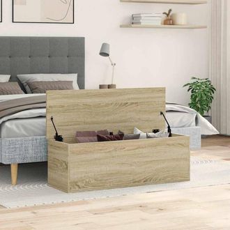 Berkfield Home Storage Box Sonoma Oak 102x35x35 cm Engineered Wood in Tan | Size: 102 x 35 x 35 cm