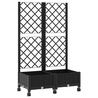 vidaXL Jardinera Con Enrejado Y Ruedas Negro 80 X 40 X 131,5 Cm Pp Vidaxl
